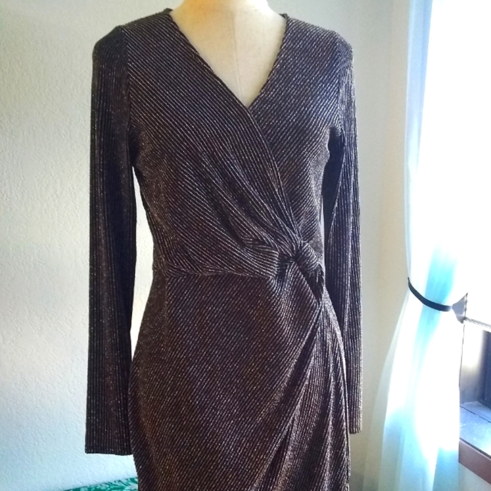 NWOT Sparkly bodycon Three Pink Hearts dress - Picture 1 of 7